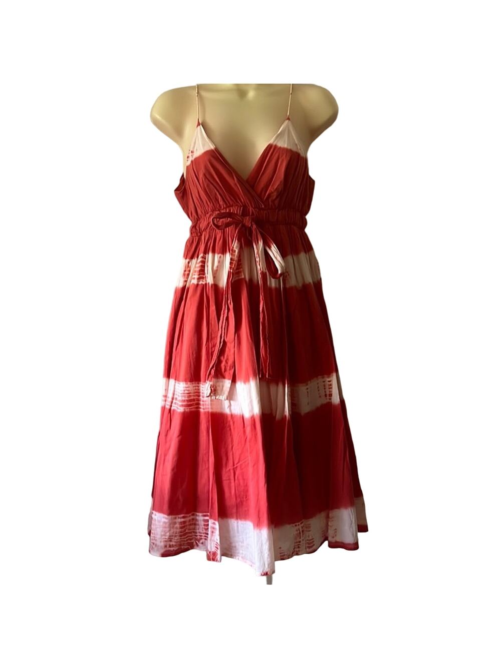 Metro7 Size 2 Orange & White Batik Print Dress Midi Sundress